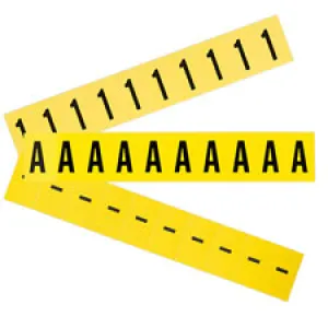1" Character Height Black on Yellow Repositionable Numbers and Letters
