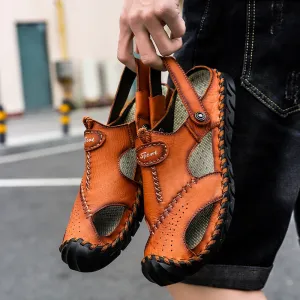 2019 New Casual Shoes Genuine Leather Men Sandals Summer Men Shoes Beach Sandals Man Fashion Outdoor Men's Sandals Big Size 46