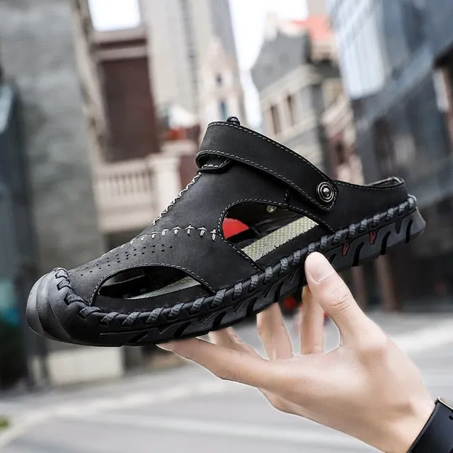 2019 New Casual Shoes Genuine Leather Men Sandals Summer Men Shoes Beach Sandals Man Fashion Outdoor Men's Sandals Big Size 46