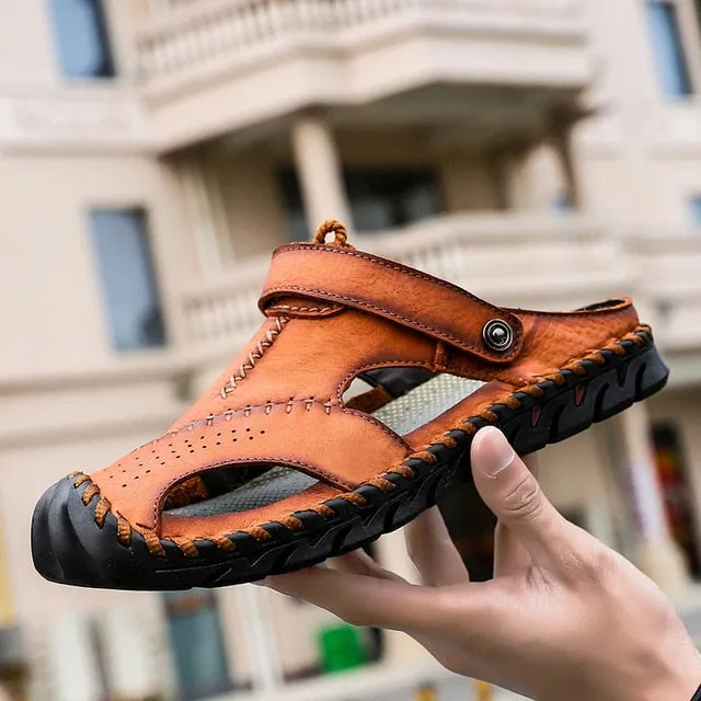 2019 New Casual Shoes Genuine Leather Men Sandals Summer Men Shoes Beach Sandals Man Fashion Outdoor Men's Sandals Big Size 46