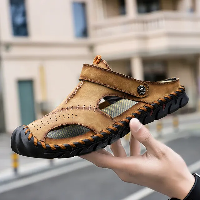 2019 New Casual Shoes Genuine Leather Men Sandals Summer Men Shoes Beach Sandals Man Fashion Outdoor Men's Sandals Big Size 46