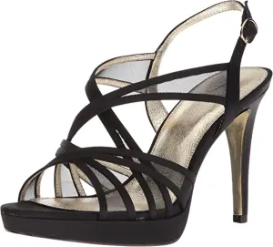 Adrianna Papell Women's Adri Heeled Sandal, Black Satin, 9.5 M US