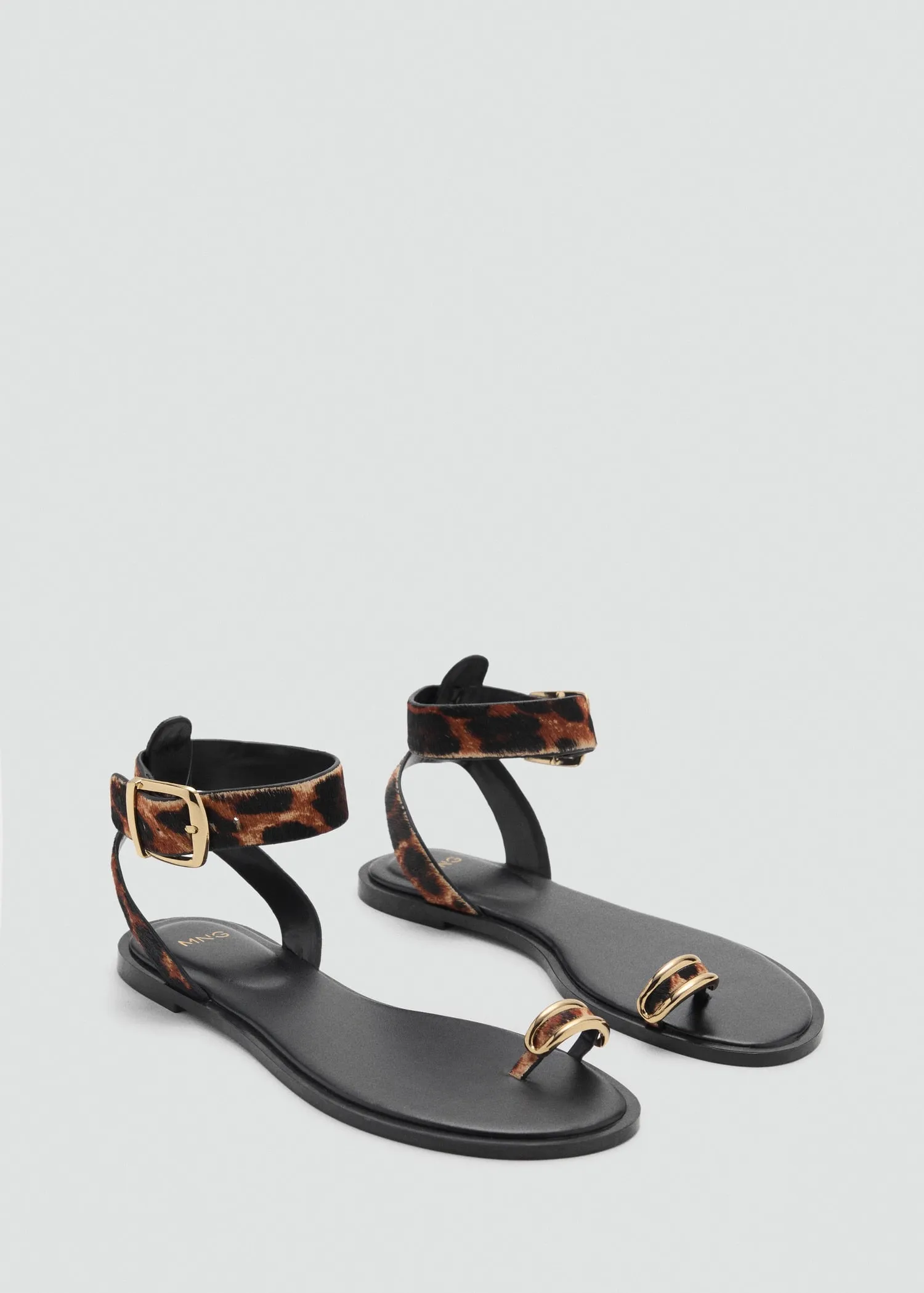 Animal-print leather sandals