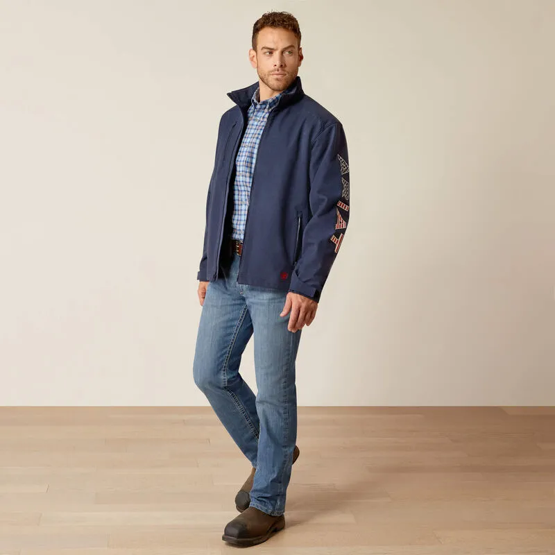 Ariat Men's Flame Resistant Team Logo Softshell Flame Resist Jacket Navy/USA - 10052856