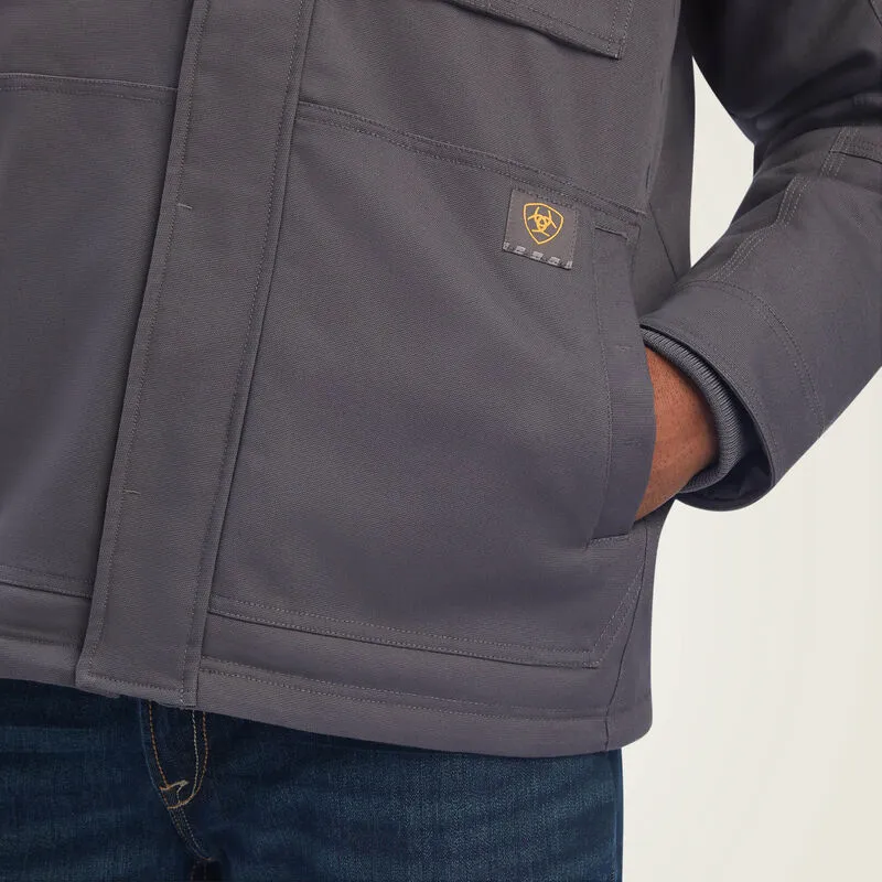 Ariat Men's Rebar DuraCanvas Sherpa-Lined Work Coat Grey - 10041505