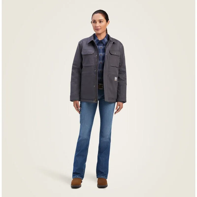 Ariat Women's Rebar DuraCanvas Sherpa-Lined Work Coat Grey - 10041469