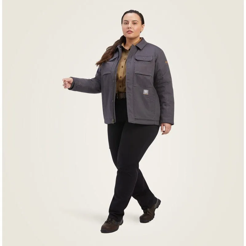 Ariat Women's Rebar DuraCanvas Sherpa-Lined Work Coat Grey - 10041469