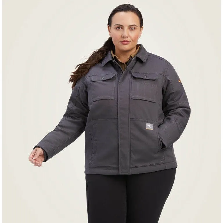 Ariat Women's Rebar DuraCanvas Sherpa-Lined Work Coat Grey - 10041469