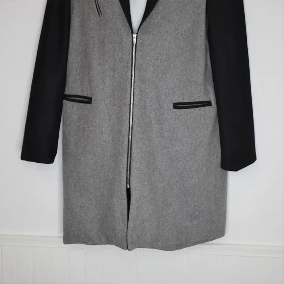 Asilio Midi Coat Jacket Colorblock Sz S Wool Preppy Academia Minimalist Neutral