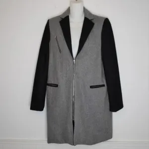Asilio Midi Coat Jacket Colorblock Sz S Wool Preppy Academia Minimalist Neutral