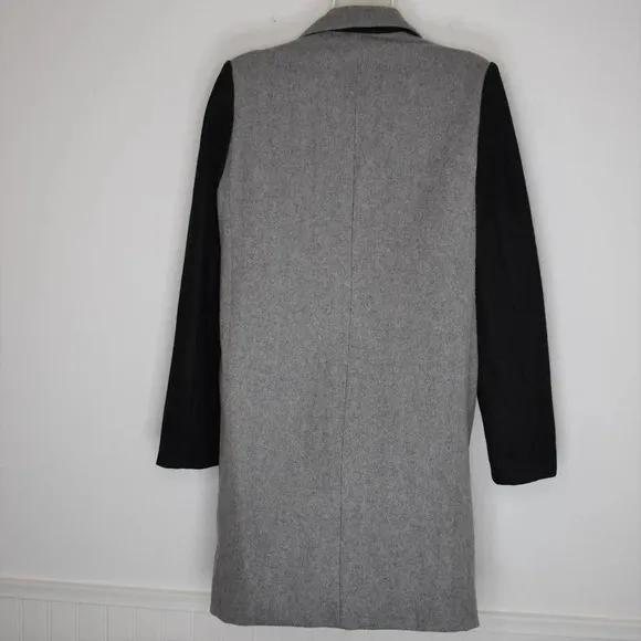 Asilio Midi Coat Jacket Colorblock Sz S Wool Preppy Academia Minimalist Neutral