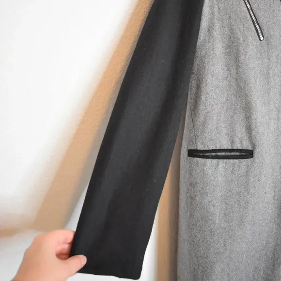 Asilio Midi Coat Jacket Colorblock Sz S Wool Preppy Academia Minimalist Neutral