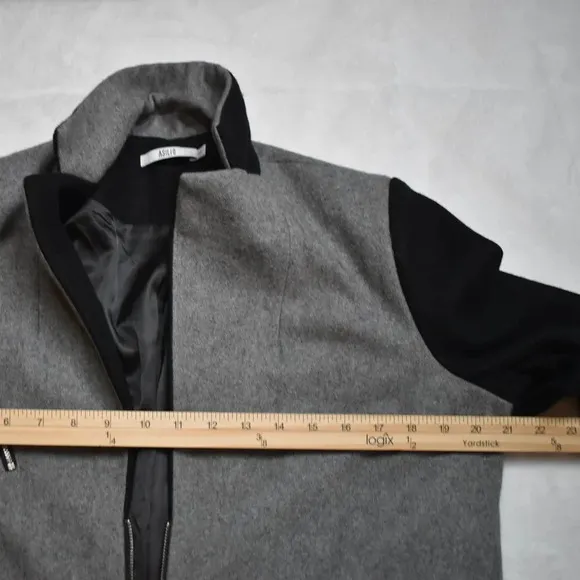 Asilio Midi Coat Jacket Colorblock Sz S Wool Preppy Academia Minimalist Neutral