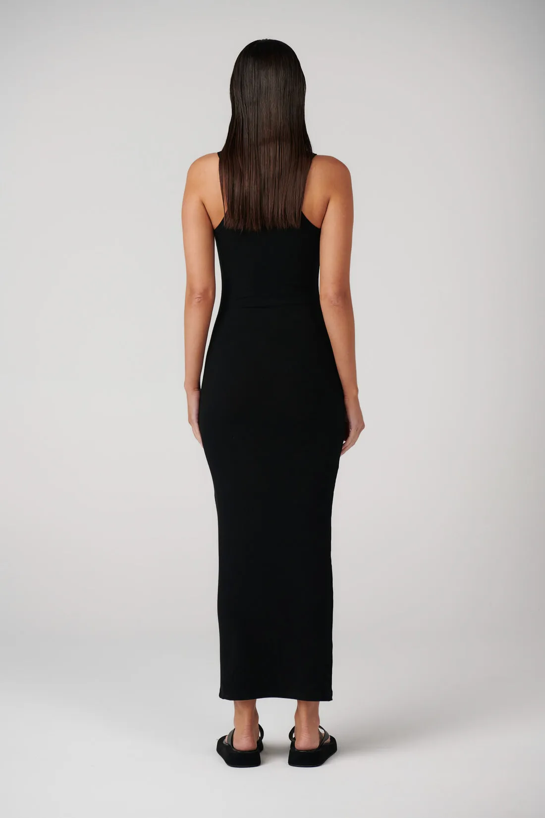 'BAYSE' IZZIE MIDI DRESS - BLACK