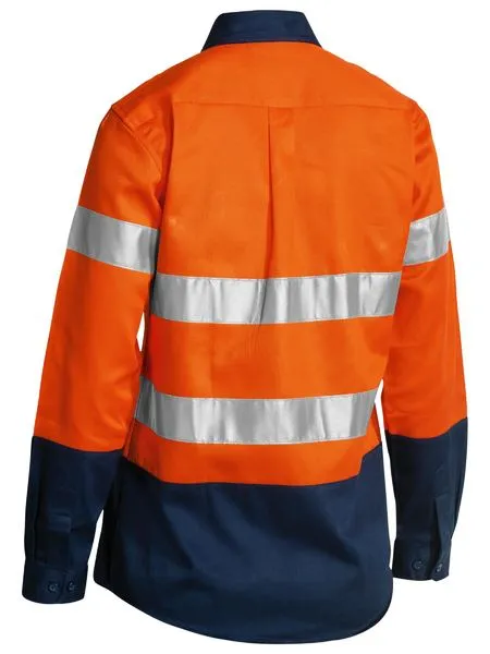 BISLEY WOMENS TAPED HI VIS L/S DRILL SHIRT