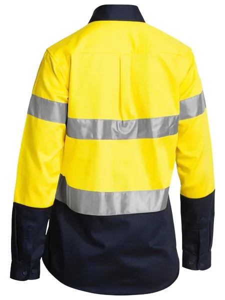 BISLEY WOMENS TAPED HI VIS L/S DRILL SHIRT