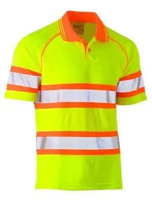 Bisley Workwear Taped Double Hi Vis Mesh Polo Short Sleeve BK1223T