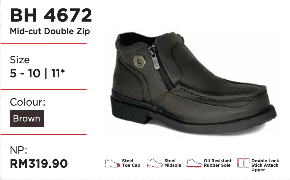 Black Hammer Men 4000 Series Mid Cut Safety Shoes BH4672