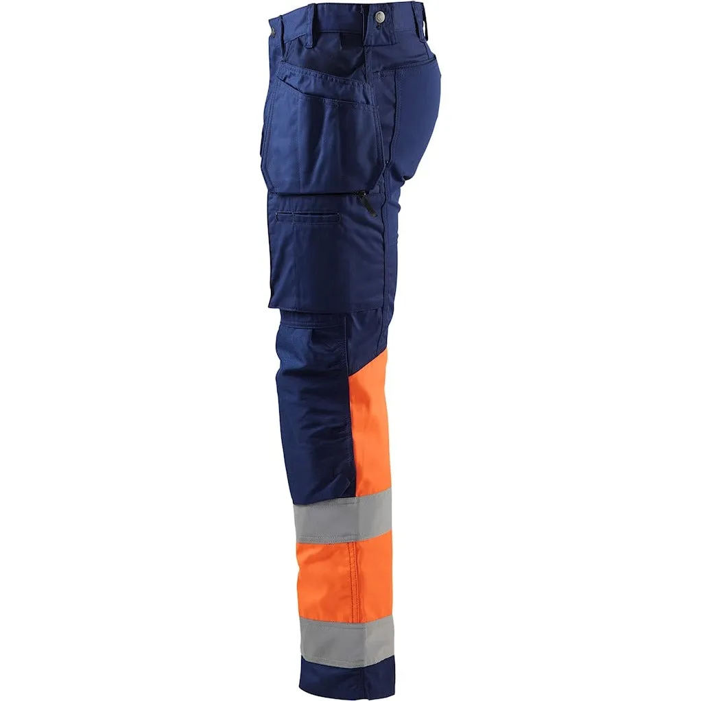 Blaklader Hi-Vis Trousers with Stretch 1558 - Navy Blue/Hi-Vis Orange