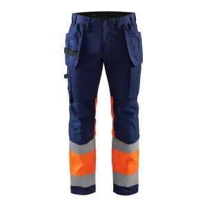 Blaklader Hi-Vis Trousers with Stretch 1558 - Navy Blue/Hi-Vis Orange