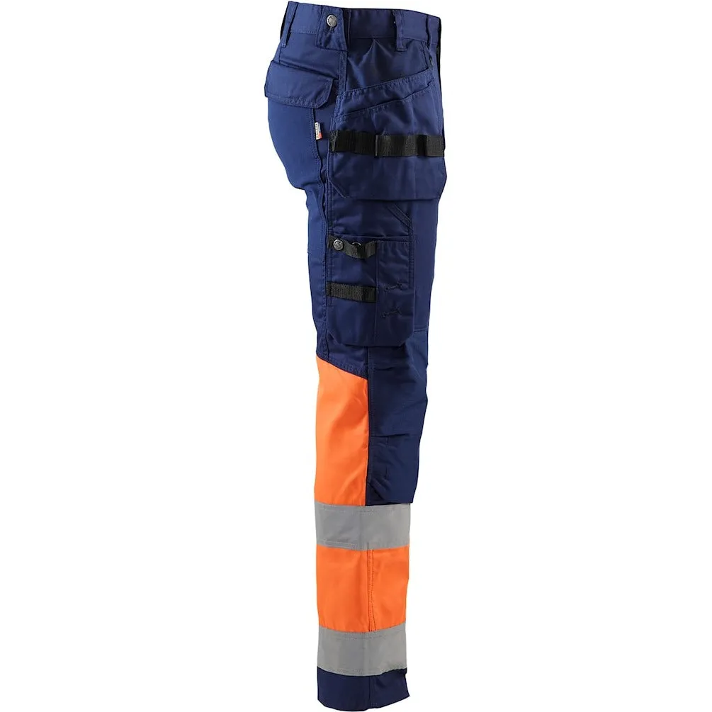 Blaklader Hi-Vis Trousers with Stretch 1558 - Navy Blue/Hi-Vis Orange