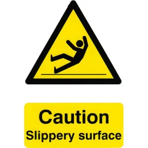 Bsafe Caution Slippery Surface Sign White/Yellow