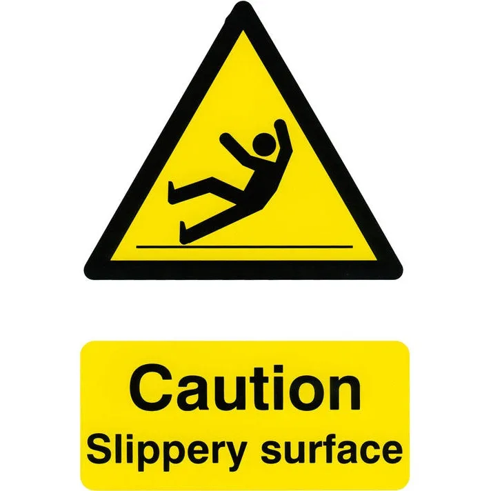 Bsafe Caution Slippery Surface Sign White/Yellow