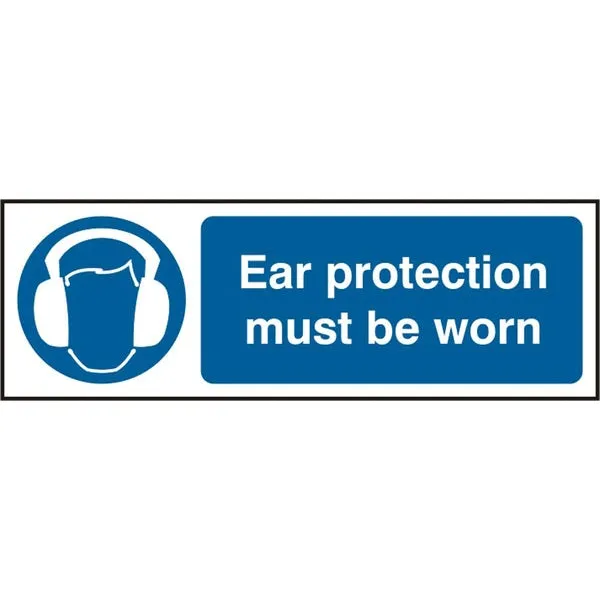 Bsafe Ear Protection Must Be Worn Sign White/Blue