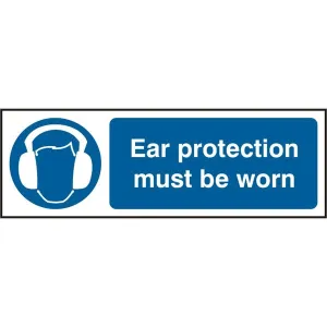 Bsafe Ear Protection Must Be Worn Sign White/Blue