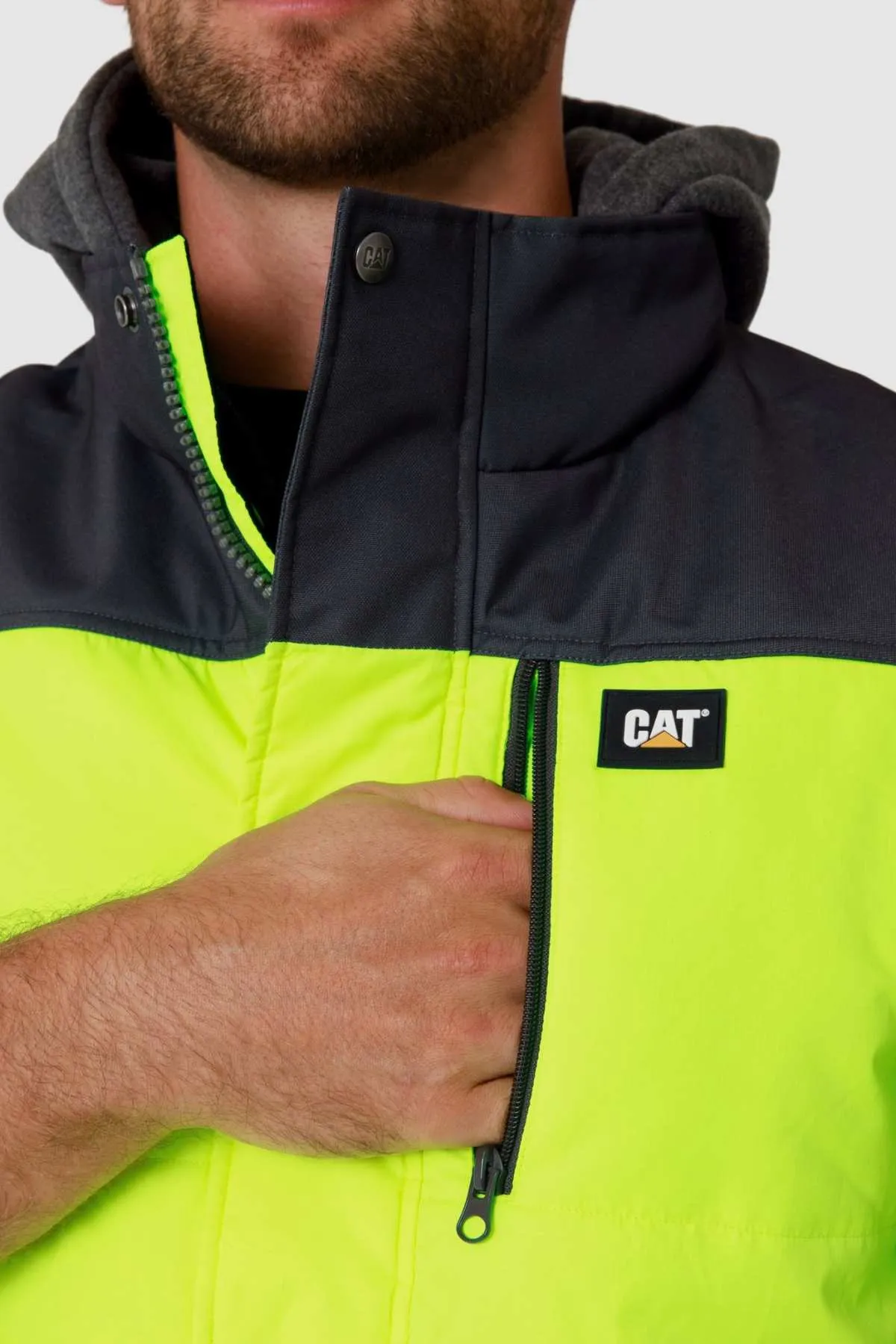 CAT Hi Vis Hooded Work Vest