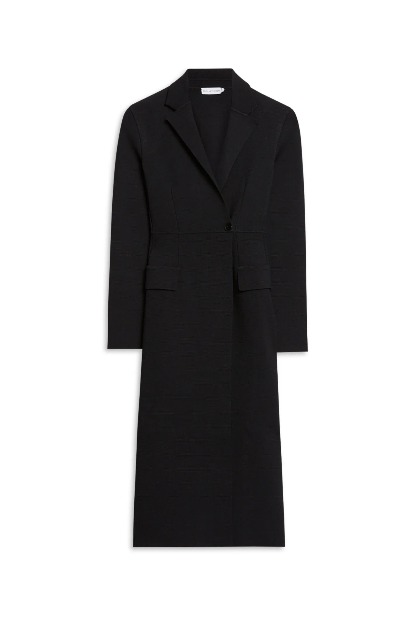 CREPE KNIT TAILORED COAT - BLACK