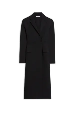CREPE KNIT TAILORED COAT - BLACK