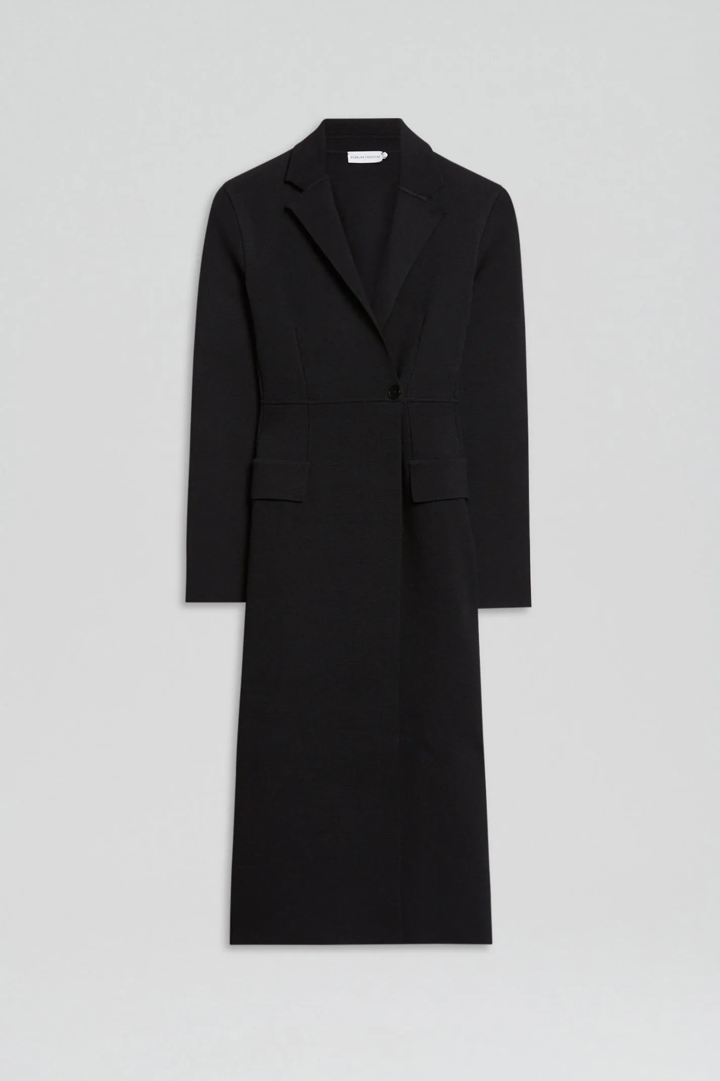 CREPE KNIT TAILORED COAT - BLACK