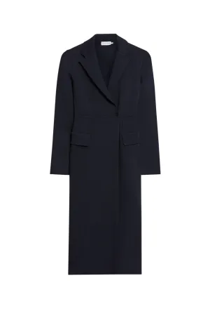 CREPE KNIT TAILORED COAT - NAVY