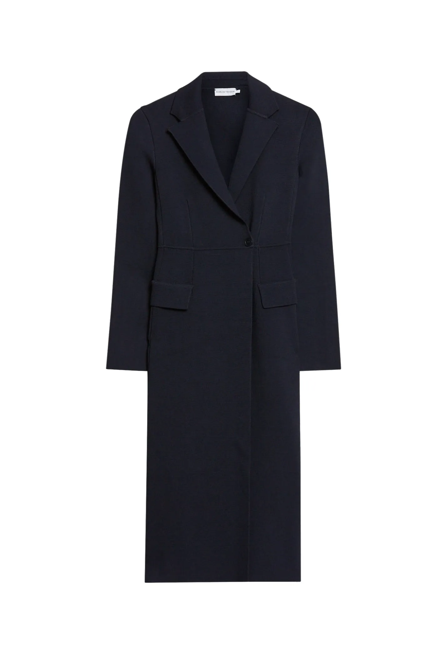 CREPE KNIT TAILORED COAT - NAVY