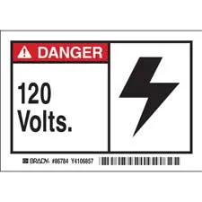 DANGER 120 VOLTS Labels