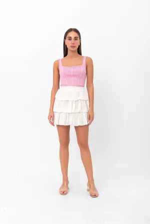 Deborah Flouncy Pleated Skirt - White