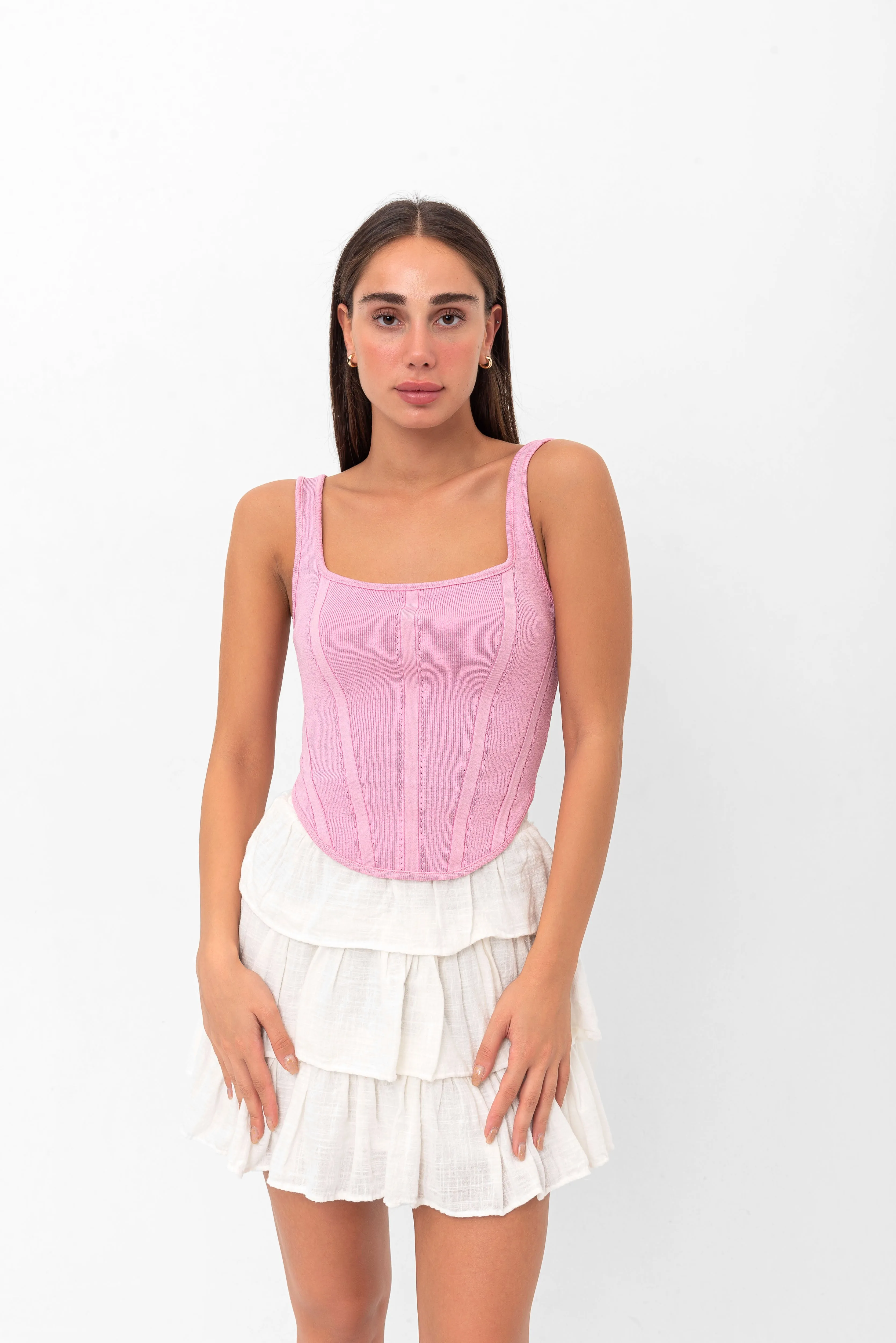 Deborah Flouncy Pleated Skirt - White