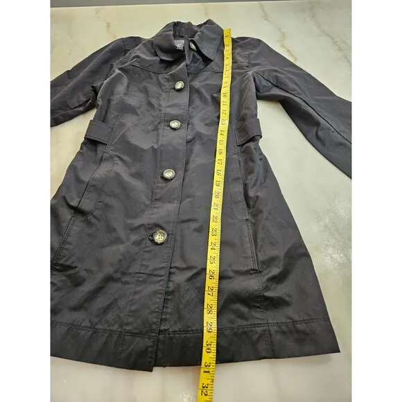 Eddie Bauer Women's Black Classic Single-Breasted Long Sleeve Raincoat Size XS
