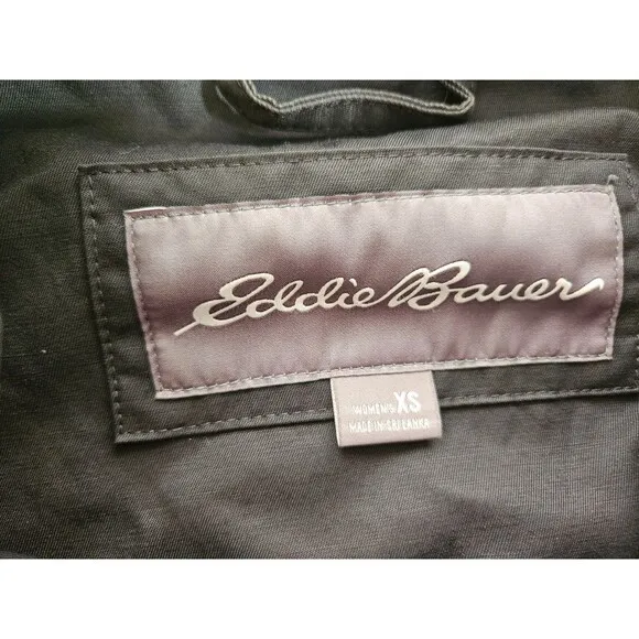 Eddie Bauer Women's Black Classic Single-Breasted Long Sleeve Raincoat Size XS
