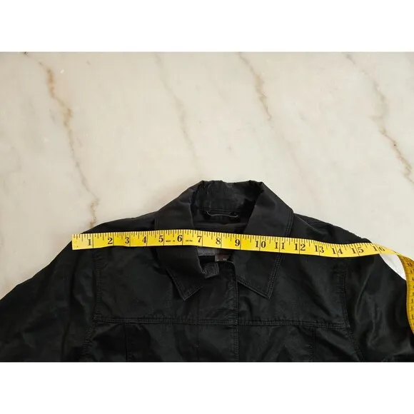 Eddie Bauer Women's Black Classic Single-Breasted Long Sleeve Raincoat Size XS