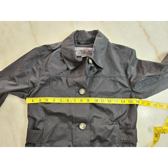 Eddie Bauer Women's Black Classic Single-Breasted Long Sleeve Raincoat Size XS