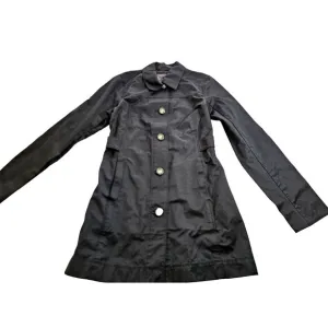 Eddie Bauer Women's Black Classic Single-Breasted Long Sleeve Raincoat Size XS