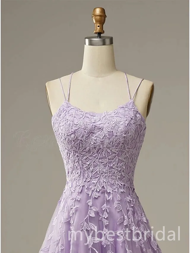 Elegant Spaghetti Straps Sleeveless A-line Long Prom Dress,PDS11675