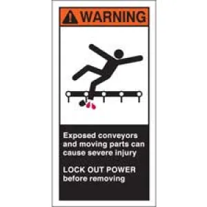 EXPOSED CONVEYOR AND MOVING PARTS CAN CAUSE SEVERE Labels