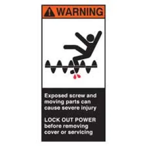 EXPOSED SCREW AND MOVING PARTS CAN CAUSE SEVERE INJURY Labels