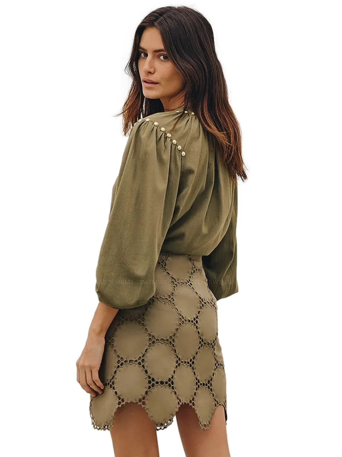 Eyelet Pam Mini Skirt ::RET
