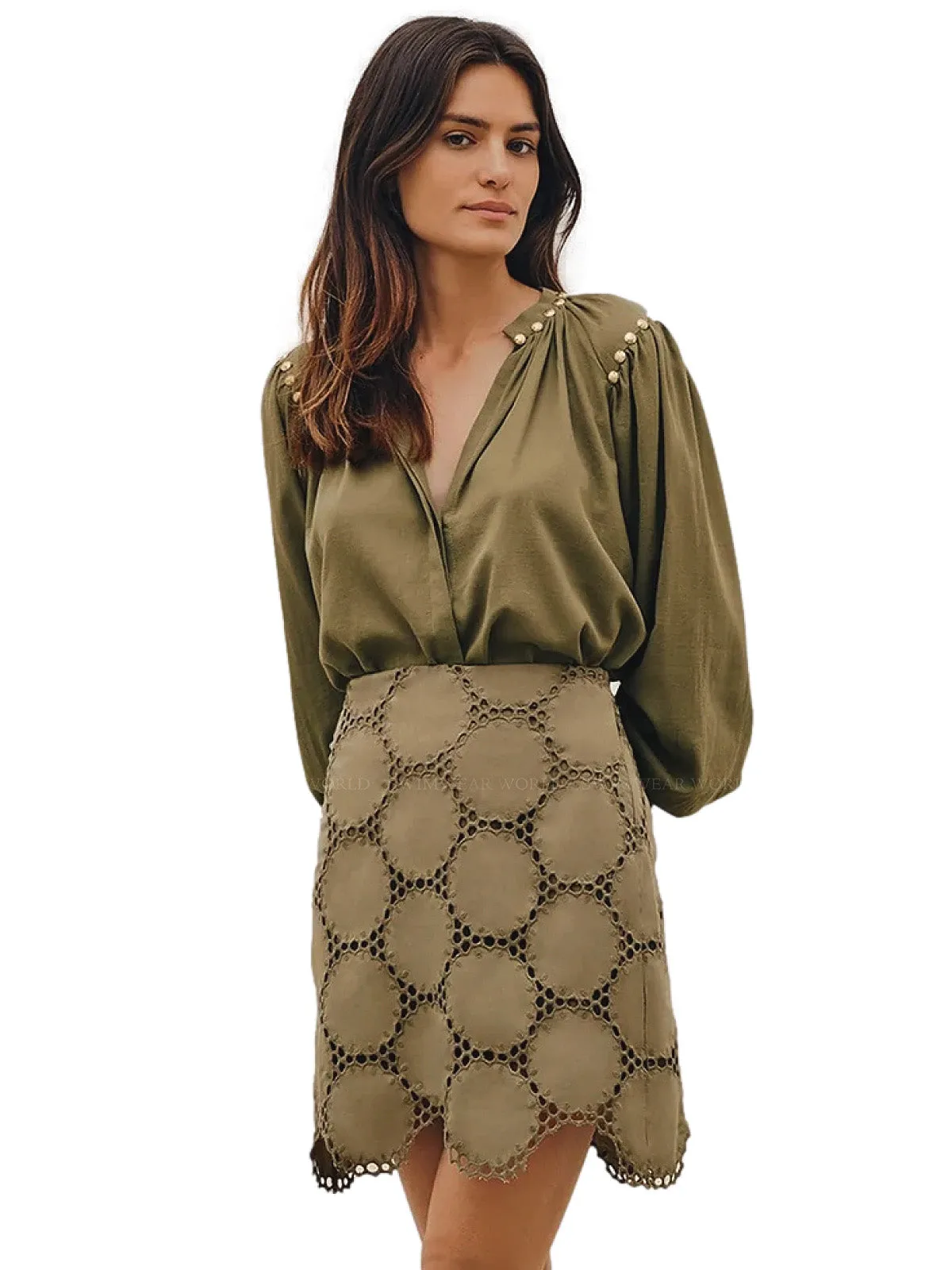 Eyelet Pam Mini Skirt ::RET