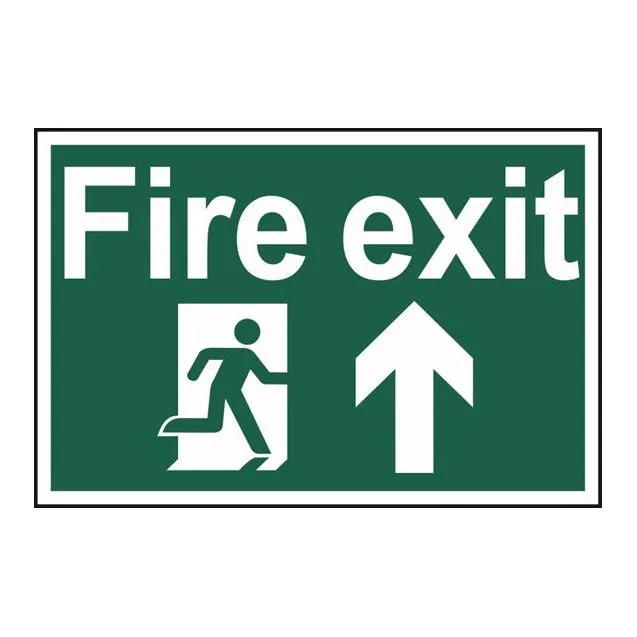 Fire exit running man arrow up Sign 200x300mm PVC