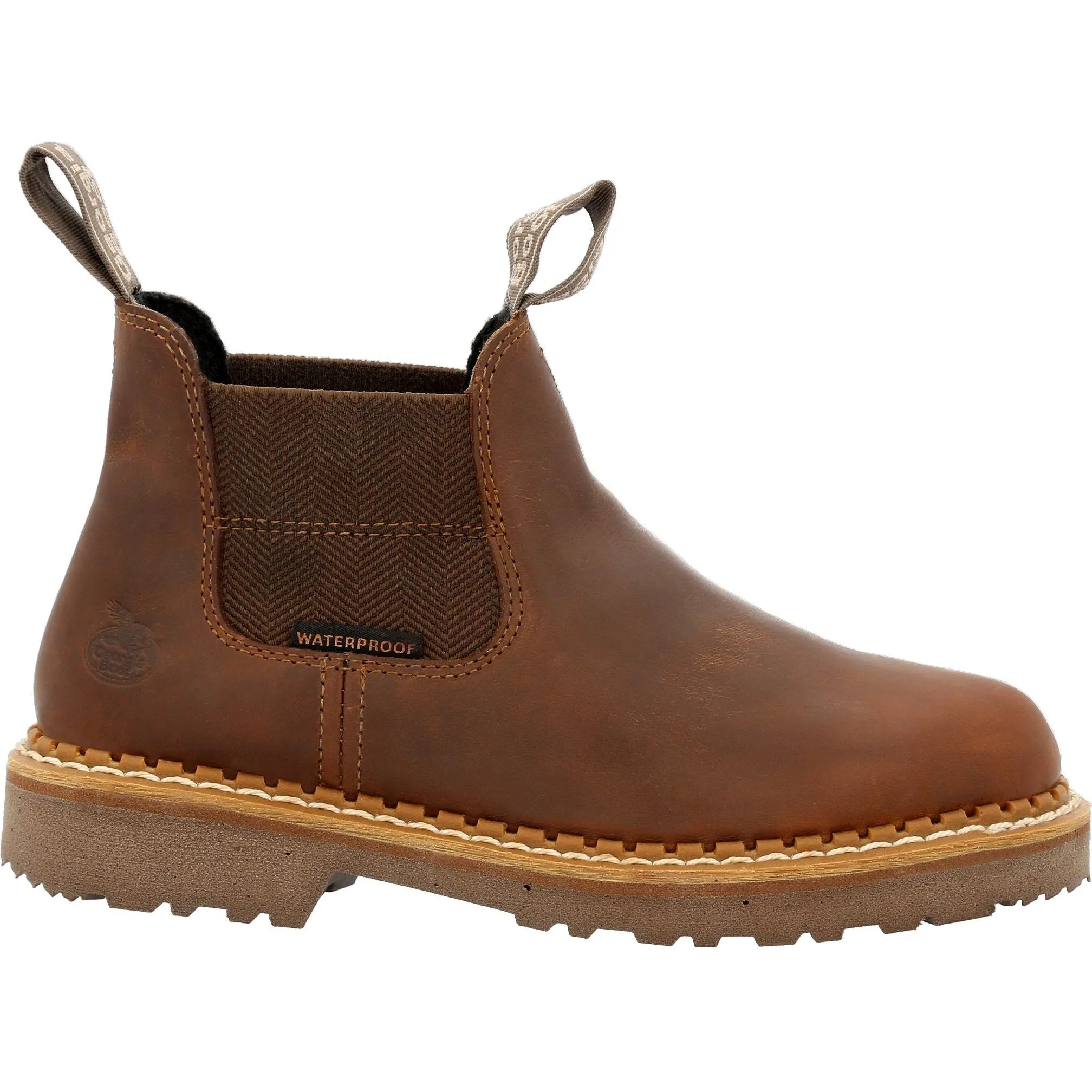 Georgia Women's Giant Revamp 5" Waterproof Pull-On Chelsea Boot Brown- GB00432